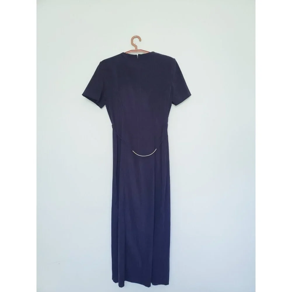 VTG Victoria Stephens Womens 10 Sheath Midi Dress Purple Metal Waist Side Slit - Picture 2 of 5